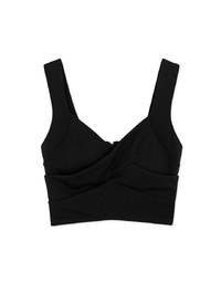 Enhanced Crossover Pleated Tank Top (With Padding)