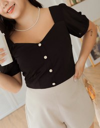Sheer Strap Pearl Buckle Tank Top (With Padding)
