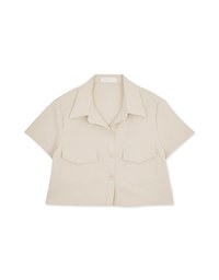 Lapel Round Button Crop Top