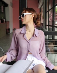 Sheer Oversized Blouse Shirt