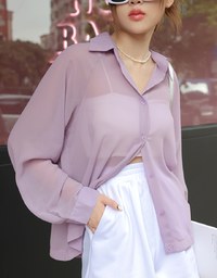 Sheer Oversized Blouse Shirt