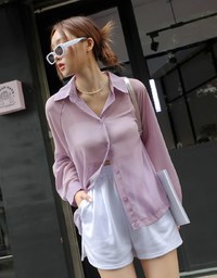 Sheer Oversized Blouse Shirt