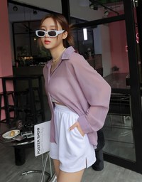 Sheer Oversized Blouse Shirt