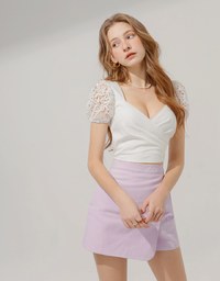 Splice Lace Short Sleeve Top