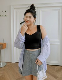 Peach Neck Silky Tank Top (With Padding)