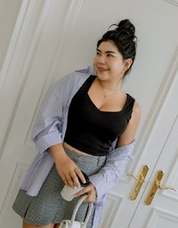 Peach Neck Silky Tank Top (With Padding)