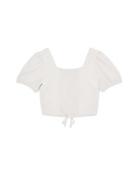 Petal Lace Tie Short Sleeve Top