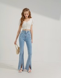 Petal Lace Tie Short Sleeve Top