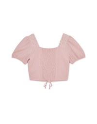 Petal Lace Tie Short Sleeve Top