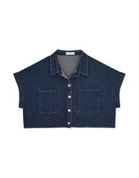 Casual Chic Button Up Denim Jeans Top