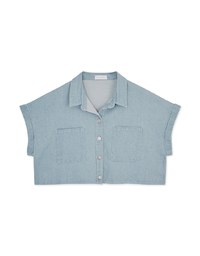 Casual Chic Button Up Denim Jeans Top