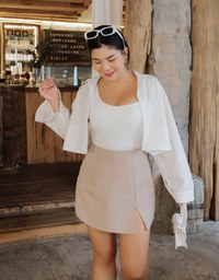 Simple Crop Long Sleeve Blouse Shirt