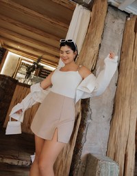 Simple Crop Long Sleeve Blouse Shirt