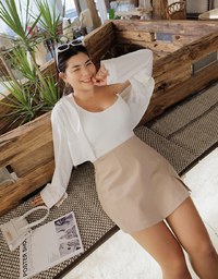 Simple Crop Long Sleeve Blouse Shirt