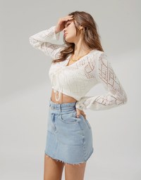 High Waisted Denim Jeans Skirt