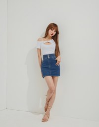 【Den!m LITE】Cooling Denim SKIRT No Filter Slimming Denim Jeans Skirt