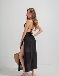 Lace Tassel Bikini Cover Wrap Skirt with Slit