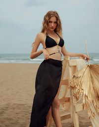 【Beach Cover】Slit Chiffon Bikini Cover Up Skirt