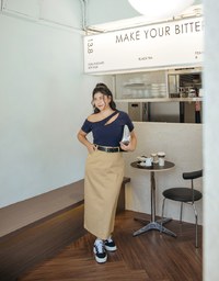 Straight Denim Jeans Maxi Skirt (With Belt)