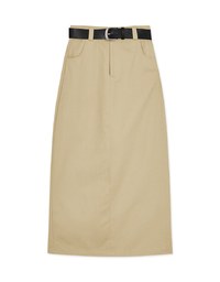Straight Denim Jeans Maxi Skirt (With Belt)