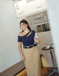 Straight Denim Jeans Maxi Skirt (With Belt)