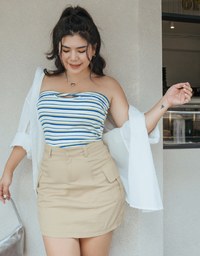 A Line High Waisted Cargo Style Skirt