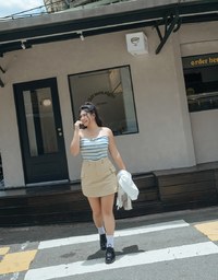 A Line High Waisted Cargo Style Skirt