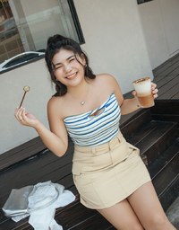 A Line High Waisted Cargo Style Skirt
