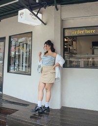 A Line High Waisted Cargo Style Skirt