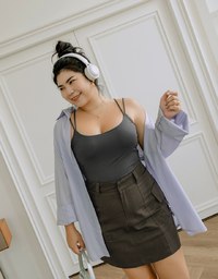 A Line High Waisted Cargo Style Skirt