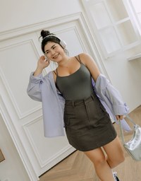 A Line High Waisted Cargo Style Skirt