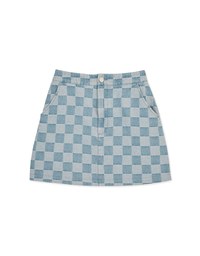 CheckerBoard Denim Jeans Skirt