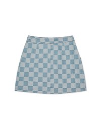 CheckerBoard Denim Jeans Skirt