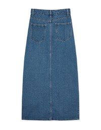 Concealed Placket Slit Denim Jeans Maxi Skirt