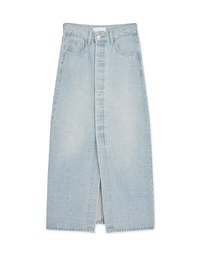 Concealed Placket Slit Denim Jeans Maxi Skirt