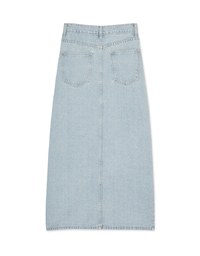 Concealed Placket Slit Denim Jeans Maxi Skirt