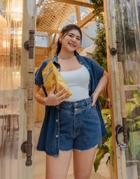Asymmetric Denim Jeans Shorts