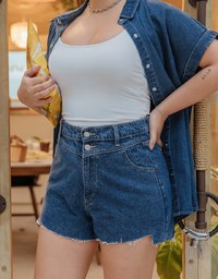 Asymmetric Denim Jeans Shorts