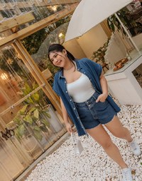 Asymmetric Denim Jeans Shorts