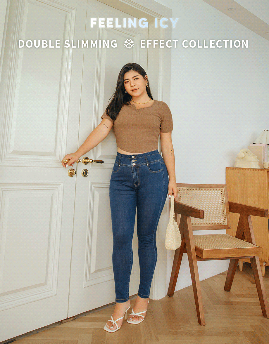 【Den!m LITE】Cooling JEANS PANTS No Filter Slimming Denim Skirt