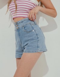 【Den!m LITE】Cooling Denim SHORTS Extra High Waisted Slimming Slim Fit Jeans Shorts No Filter