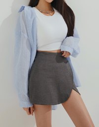 K-Pop Slimming Slit Petal Design Skorts