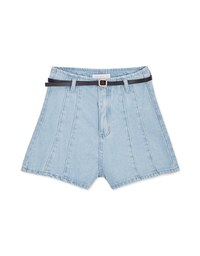 High Waisted Denim Jeans Shorts (With Belt)