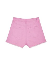 Distressed Hem High Waisted Denim Jeans Shorts