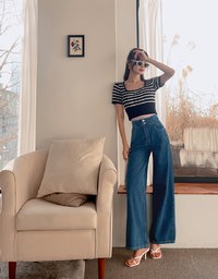 【Den!m LITE】Perfect Waistline JEANS PANTS Airy Lightweight Fabric Extra High Waisted Slimming Jeans Skirt DNA