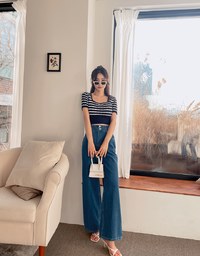 【Den!m LITE】Perfect Waistline JEANS PANTS Airy Lightweight Fabric Extra High Waisted Slimming Jeans Skirt DNA
