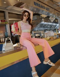 Drawstring Denim Jeans Straight Leg Pants