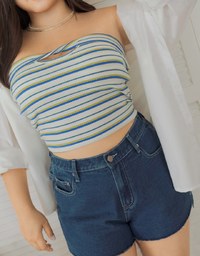 Distressed Hem Denim Jeans Shorts
