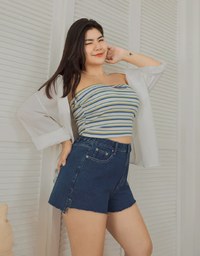 Distressed Hem Denim Jeans Shorts