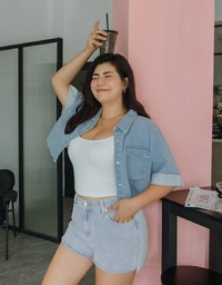 Distressed Hem Denim Jeans Shorts